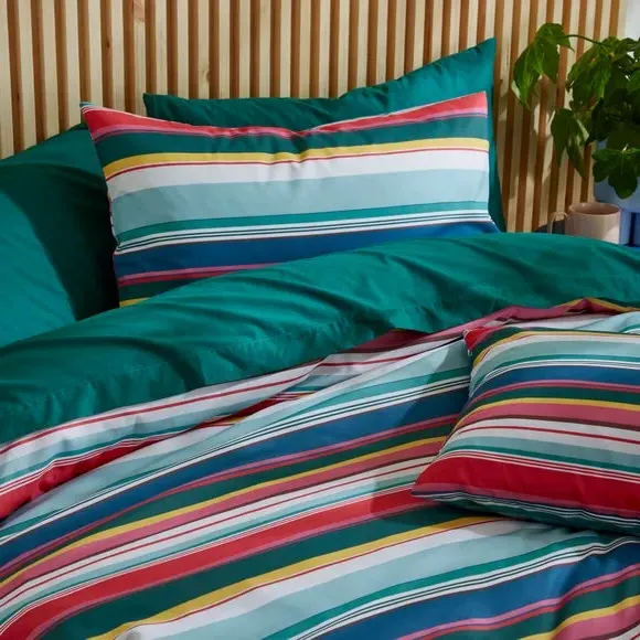 Striped Duvet Cover Set - Multicolor, Cotton