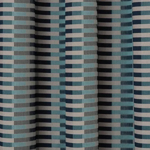 Striped Eyelet Curtains - Navy, Polyester