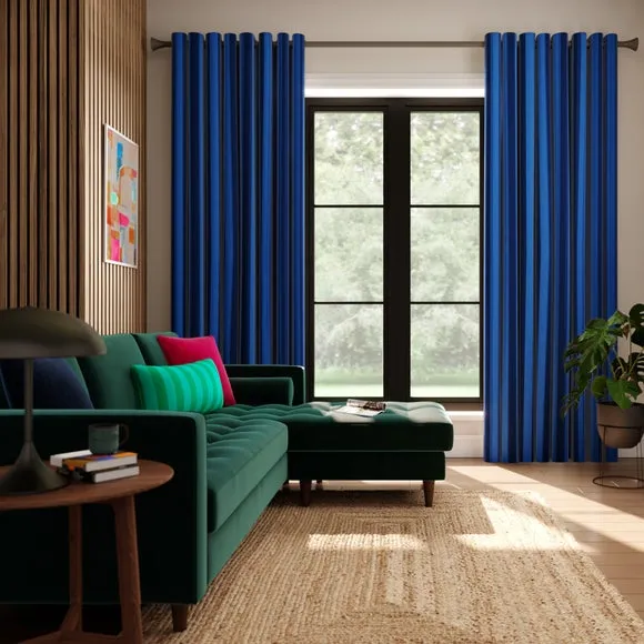 Striped Made to Measure Curtains - Blue, Cotton