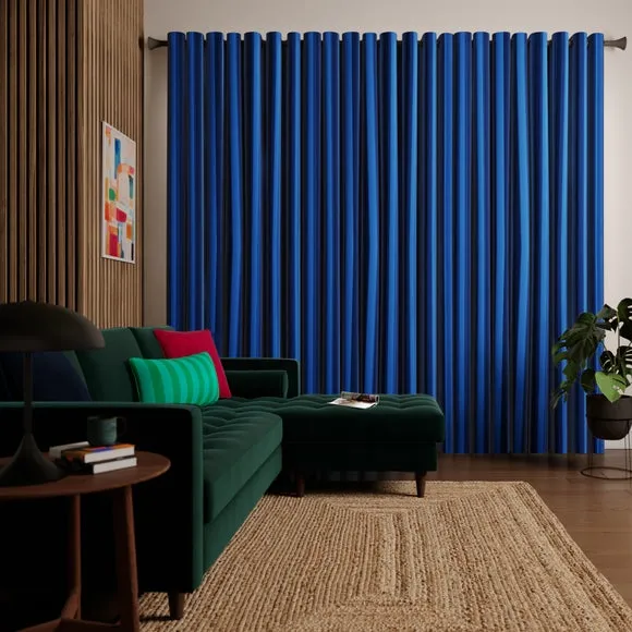Striped Made to Measure Curtains - Blue, Cotton