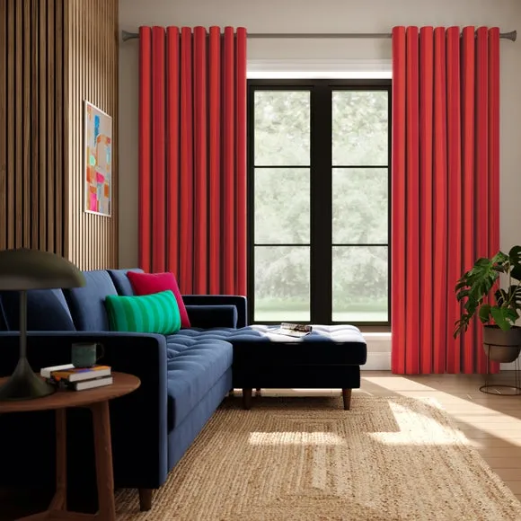 Striped Made to Measure Curtains - Geranium, Cotton