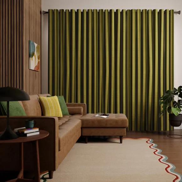 Striped Made to Measure Curtains - Olive, Cotton