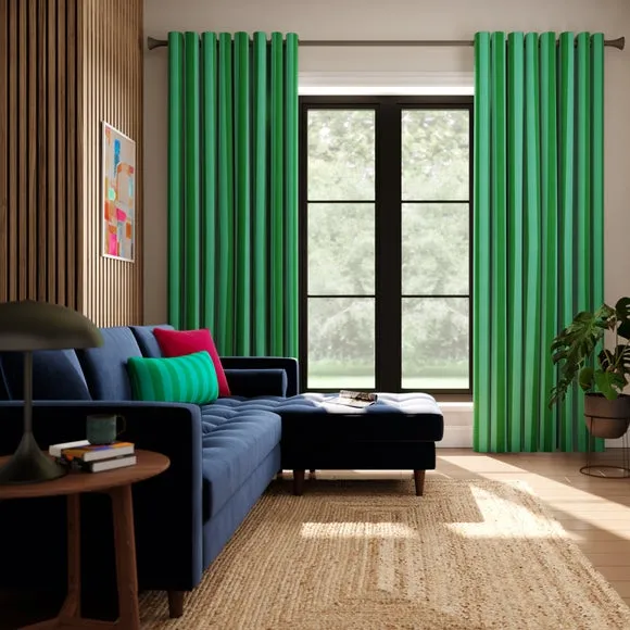 Striped Made to Measure Curtains - Teal, Cotton