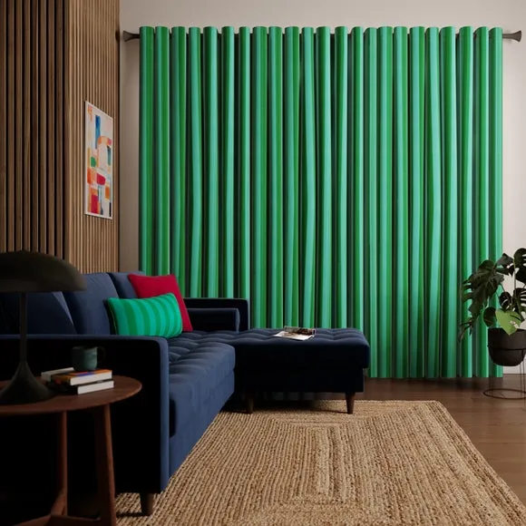 Striped Made to Measure Curtains - Teal, Cotton