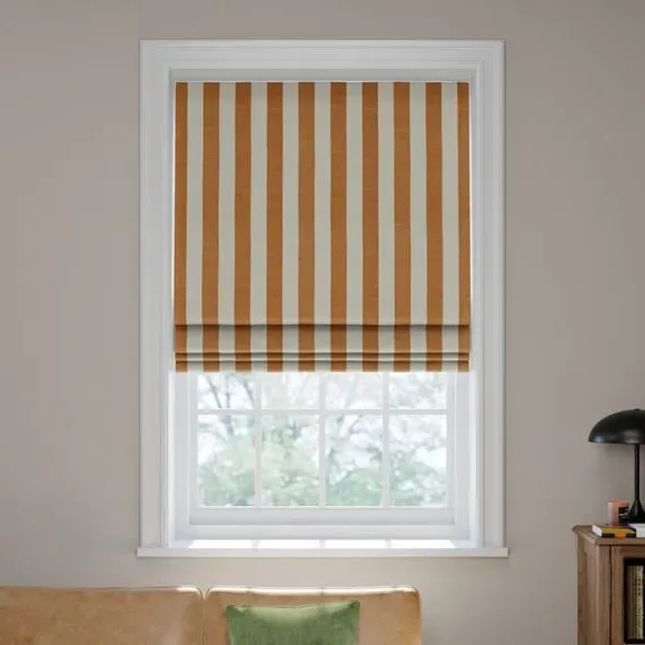 Striped Roman Blind - Butterscotch, Cotton Linen