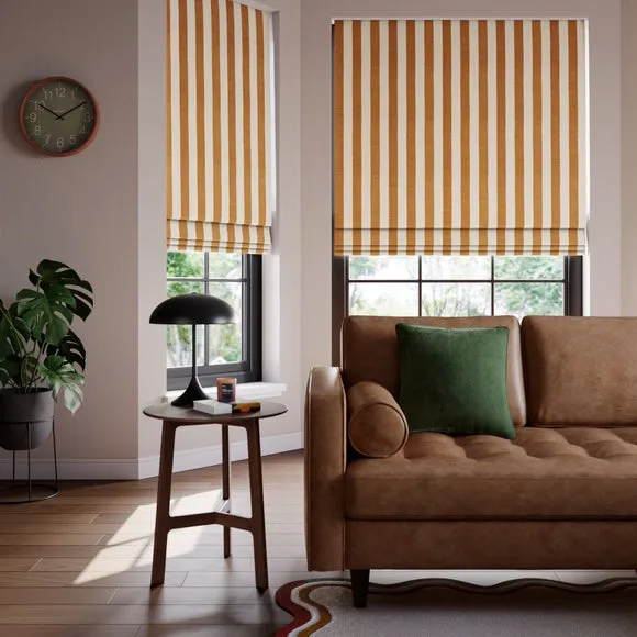 Striped Roman Blind - Butterscotch, Cotton Linen image