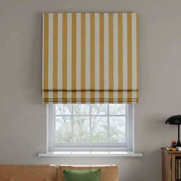 Striped Roman Blind - Ochre, Cotton Linen
