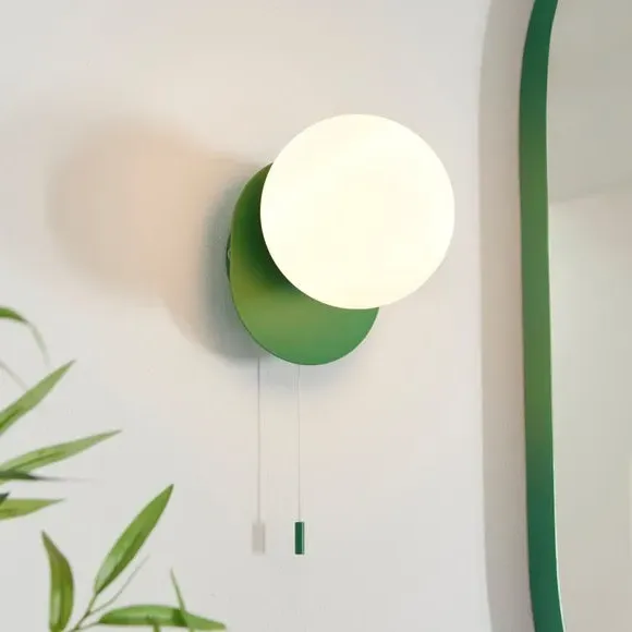 Tela Wall Light with Pull Cord - Green
