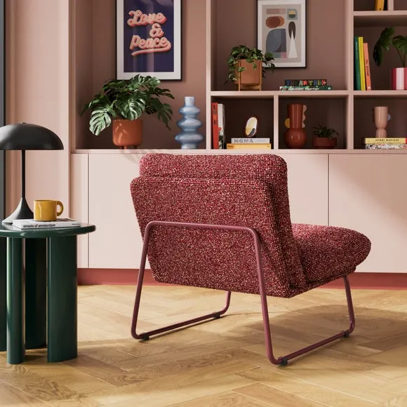 Textured Occasional Armchair - Burgundy, Sherpa