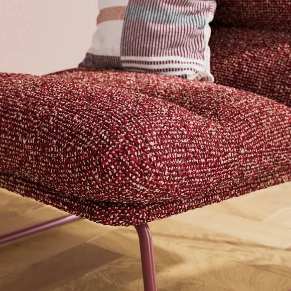 Textured Occasional Armchair - Burgundy, Sherpa