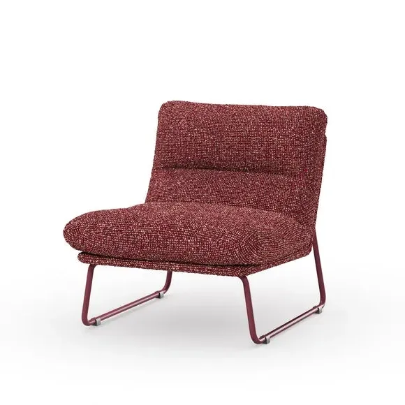 Textured Occasional Armchair - Burgundy, Sherpa