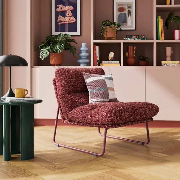 Textured Occasional Armchair - Burgundy, Sherpa image
