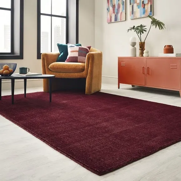 Textured Wool Rug - Burgundy image