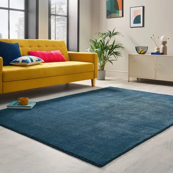Textured Wool Rug - Navy