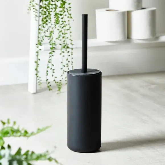 Toilet Brush with Holder - Black, Matte Finish image