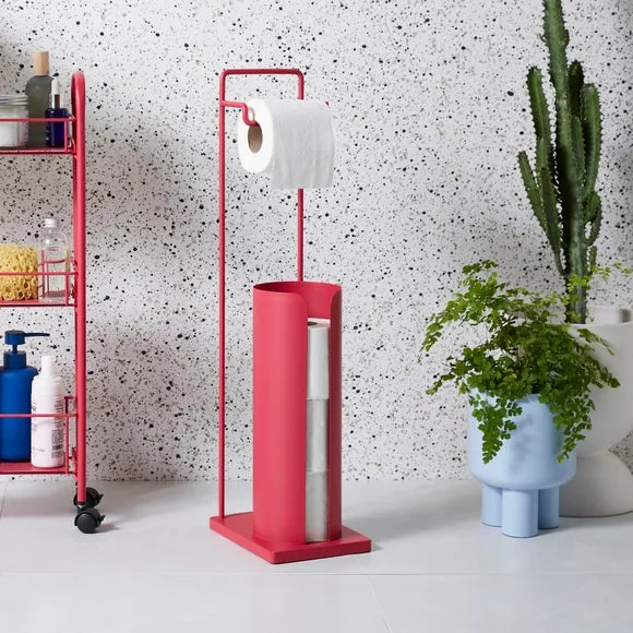 Toilet Roll Butler with Storage - Fuchsia, Metal image