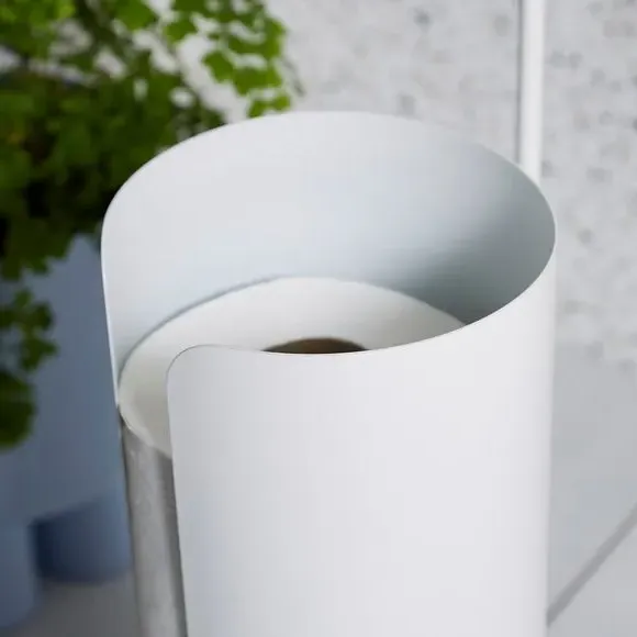 Toilet Roll Butler with Storage - White, Metal