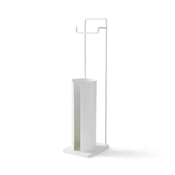 Toilet Roll Butler with Storage - White, Metal