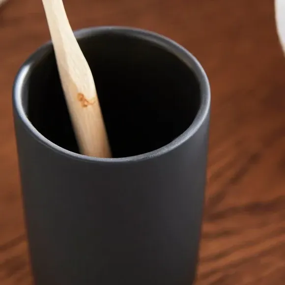 Toothbrush Holder - Black, Ceramic