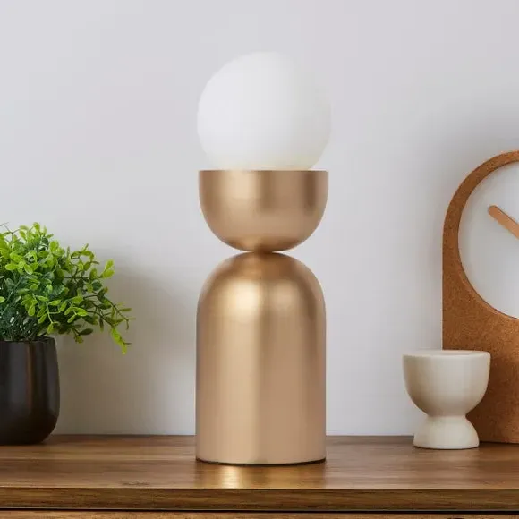 Touch Table Lamp with Glass Shade - Gold