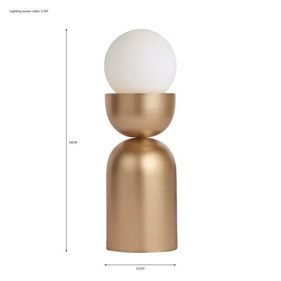 Touch Table Lamp with Glass Shade - Gold