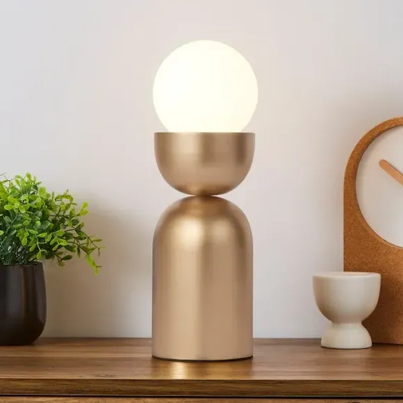Touch Table Lamp with Glass Shade - Gold