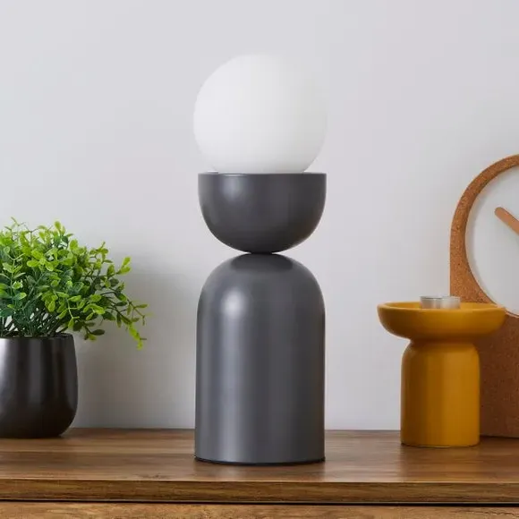 Touch Table Lamp with Glass Shade - Graphite