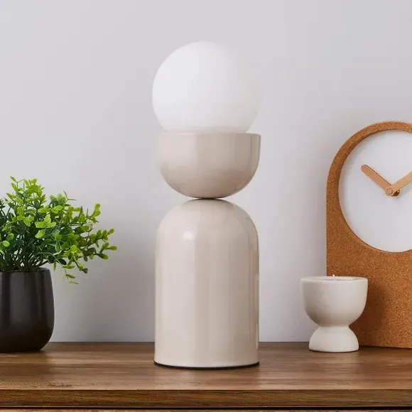 Touch Table Lamp with Glass Shade - White Sand