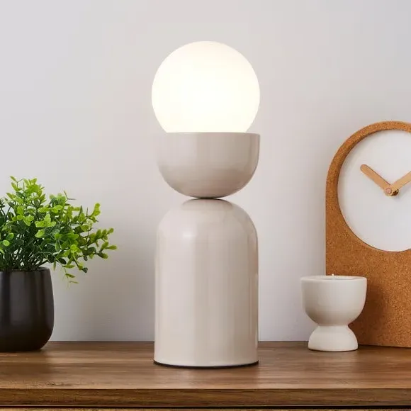Touch Table Lamp with Glass Shade - White Sand