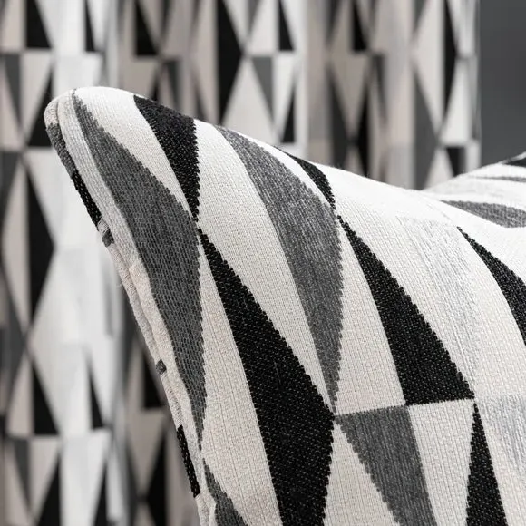 Triangle Cushion with Removable Cover - Black/White