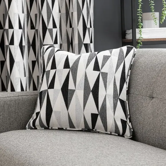 Triangle Cushion with Removable Cover - Black/White image