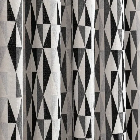 Triangle Eyelet Curtains - Black/White, Chenille