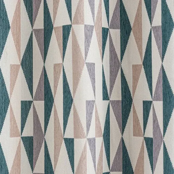 Triangle Eyelet Curtains - Peacock, Chenille