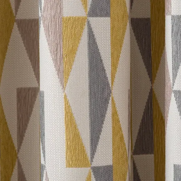 Triangle Print Pencil Pleat Curtains - Ochre