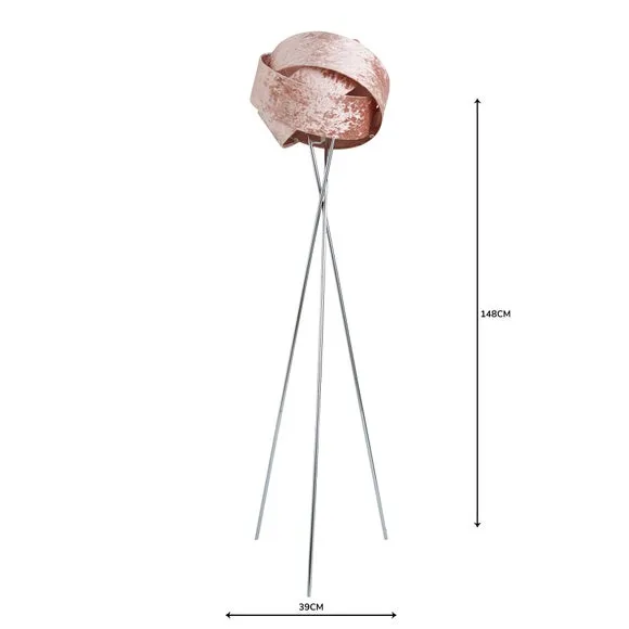 Tripod Floor Lamp with Ring Shade - Blush