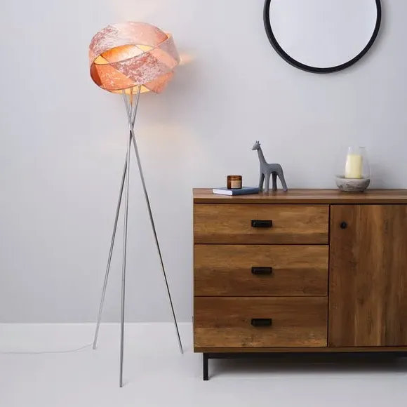 Tripod Floor Lamp with Ring Shade - Blush image
