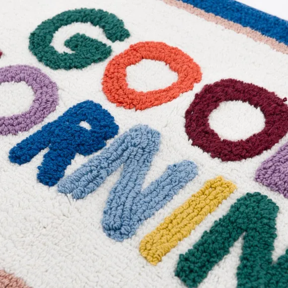 Tufted Bath Mat with Slogan - Multicolor, Cotton