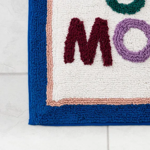 Tufted Bath Mat with Slogan - Multicolor, Cotton