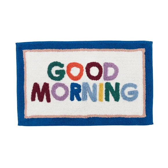 Tufted Bath Mat with Slogan - Multicolor, Cotton