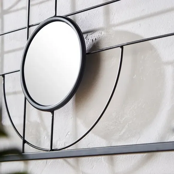 Wall Art Panel with 9 Mirrors - Black