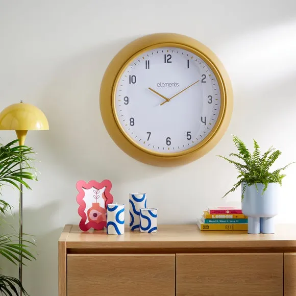 Wall Clock with Deep Frame - Ochre