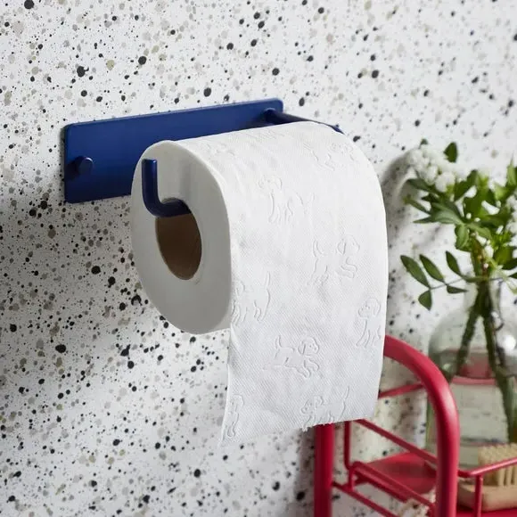 Wall-Mount Toilet Roll Holder - Navy, Metal