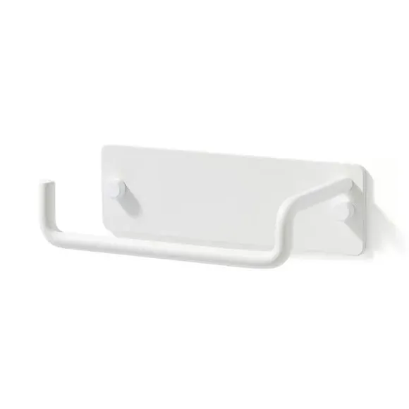 Wall-Mount Toilet Roll Holder - White, Metal