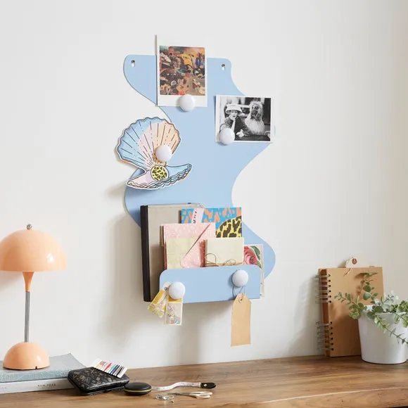 Wiggle Magnetic Organiser with 5 Magnets - Blue, Metal image