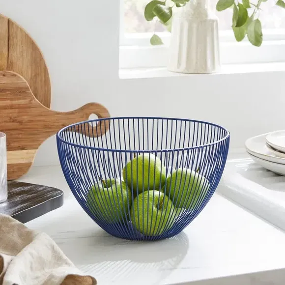 Wire Fruit Basket - Blue, Iron