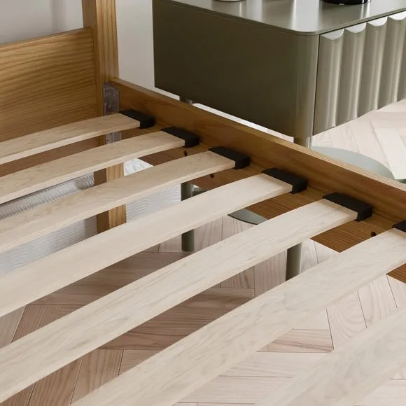 Wooden Bed with Sprung Slats - Natural, Ash
