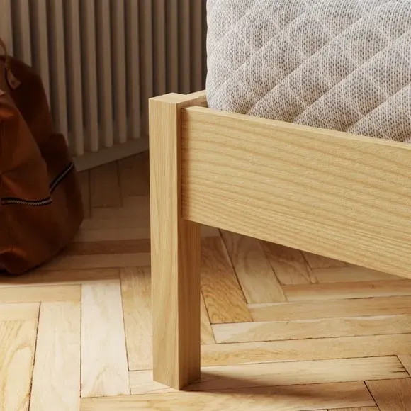 Wooden Bed with Sprung Slats - Natural, Ash