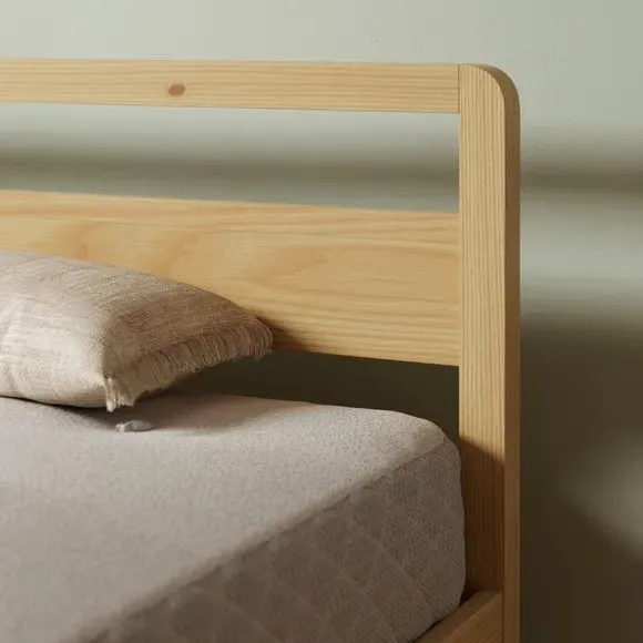 Wooden Bed with Sprung Slats - Natural, Ash