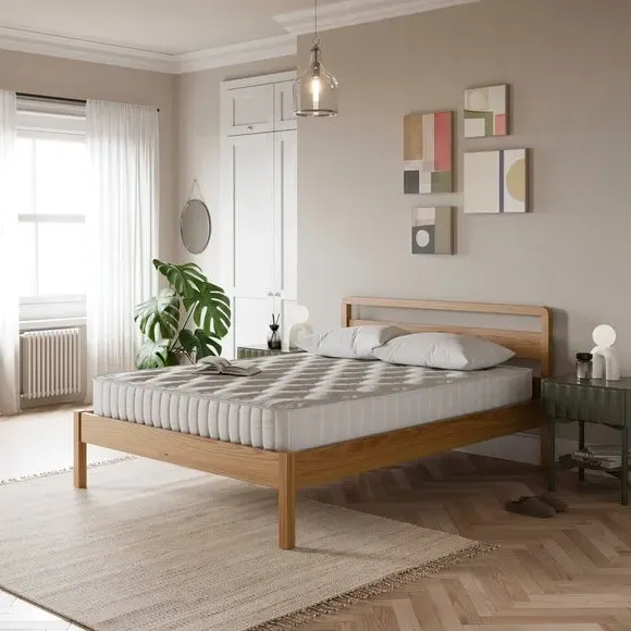 Wooden Bed with Sprung Slats - Natural, Ash