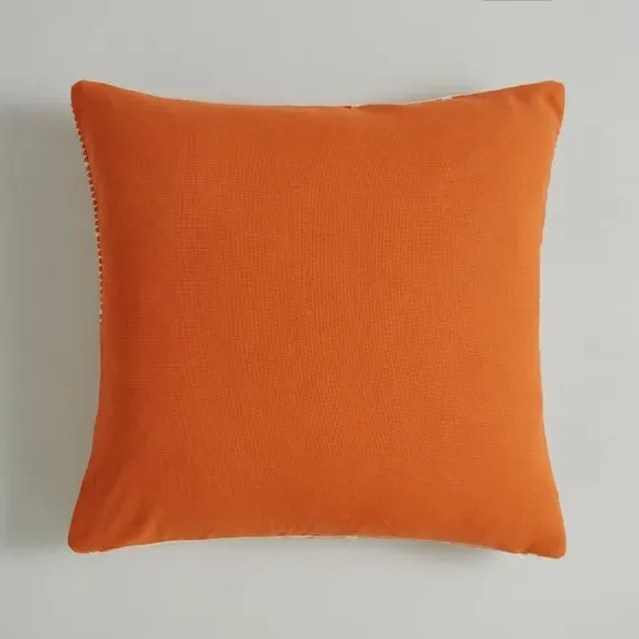 Woven Squares Check Cushion - Orange, Fabric